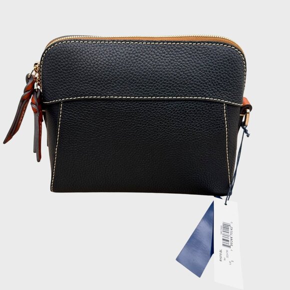 Dooney Bourke Pebble Grain Black Crossbody Bag Adjustable Strap Gold Hardware - Picture 3 of 16